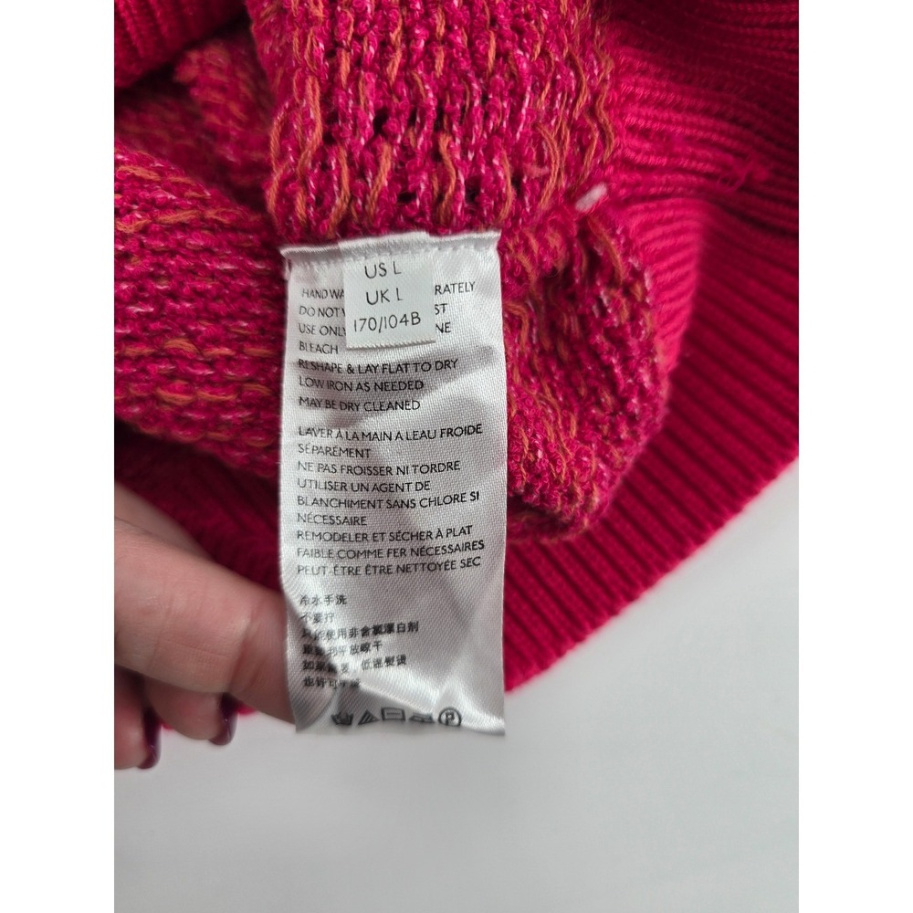 Free People Sweater Women L Pink Gossamer V-Neck Balloon Sleeve Marled Knit Boho - Picture 4 of 5